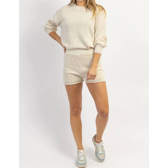 NEW MOD REF isadora knit top and lined short set in beige - Picture 1 of 5